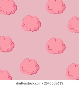 Seamless pattern of brain on pink background.Design of children's products, wrapping paper, children's wallpaper. Vector illustration.