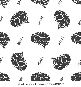 Seamless pattern with brain on white background. Vector illustration
