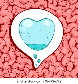 seamless pattern with brains and cloud with heart