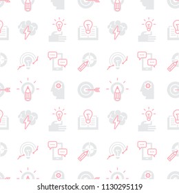 Seamless pattern with brainstorm and idea icons.
