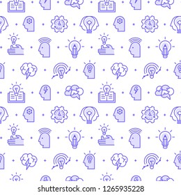 Seamless pattern with brainstorm and idea icons.