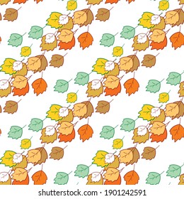 seamless pattern branch of autumn leaves vector