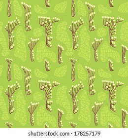 Seamless pattern with branch and berries. Stylish texture. Endless background