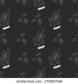 Seamless pattern. Branch with elegant leaves.