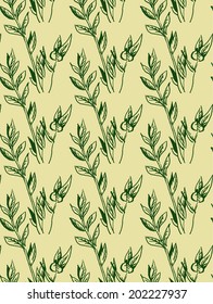 Seamless pattern branch with leaves.Vector illustration.