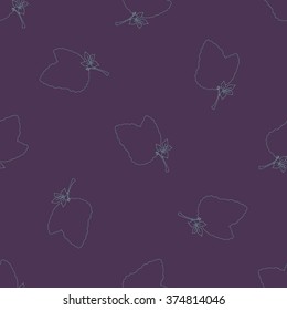 Seamless pattern with branch of lilac. Vector. Hand drawn illustration. Background.