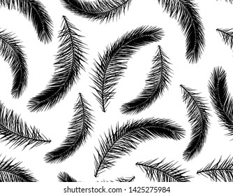 Seamless pattern of branch of palm tree silhouette. Vector illustration
