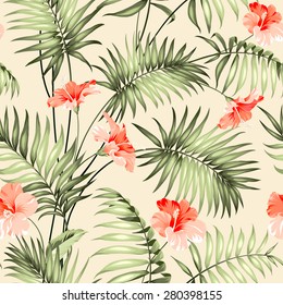 Seamless pattern branch of a palm tree. Vector illustration.