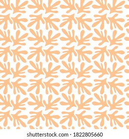 Seamless pattern with branches  of  abstract leaves isolated on white background. Silhouette vector illustration. Design for  textile, wrapping, backdrop, banner 