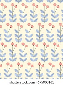 Seamless pattern with branches and berries. Vector illustration