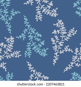 seamless pattern with branches . blue color vector illustration