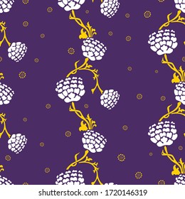 Seamless pattern of branches decorative vintage flowers
