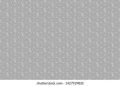 Seamless pattern with branches and dots. Abstract background. Print for polygraphy, posters, shirts and textiles. Doodle for design. Black and white illustration