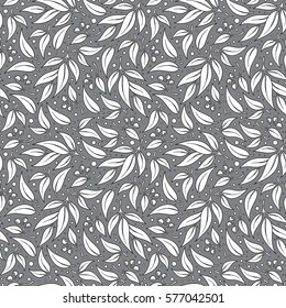 Seamless pattern branches of eucalyptus. Vector illustration.Grey floral background