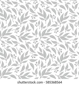 Seamless pattern branches of eucalyptus. Vector illustration.Grey floral background
