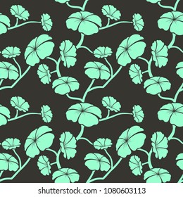 Seamless pattern with branches of flowers. Abstract modern floral stylish vector background.