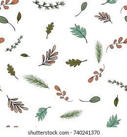 seamless pattern of the branches of the forest trees on a white background