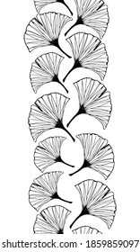 Seamless pattern with branches of ginkgo biloba. Illustration for packaging, paper, wallpaper, fabrics, textiles. Ginkgo biloba leaves set. Botanical illustrations.