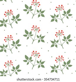 Seamless pattern branches of ginseng. Floral background. Vector illustration