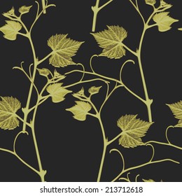 seamless pattern branches of grape leaves