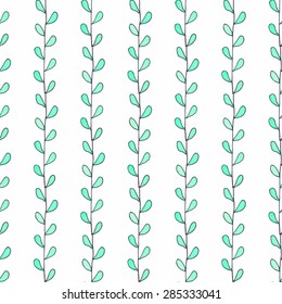 Seamless pattern with branches. Hand-drawn background. Vector illustration. Real watercolor drawing.