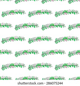 Seamless pattern with branches. Hand-drawn background. Vector illustration. Real watercolor drawing.