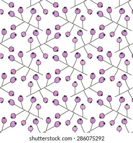 Seamless pattern with branches. Hand-drawn background. Vector illustration. Real watercolor drawing.