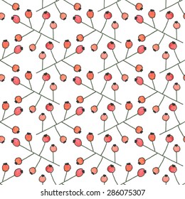 Seamless pattern with branches. Hand-drawn background. Vector illustration. Real watercolor drawing.