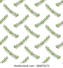 Seamless pattern with branches. Hand-drawn background. Vector illustration. Real watercolor drawing.