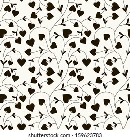 Seamless pattern with branches with hearts. Romantic texture. Repeating background. Cute texture for St. Valentine's Day