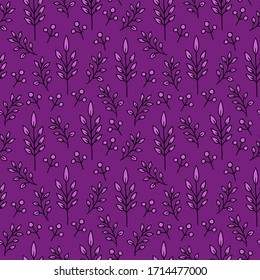 Seamless pattern with branches and leaves. 