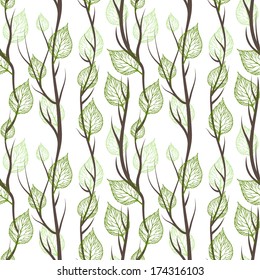 Seamless pattern; branches with leaves