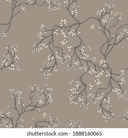 Seamless pattern of branches and leaves