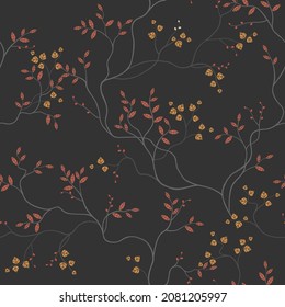seamless pattern of branches and leaves
