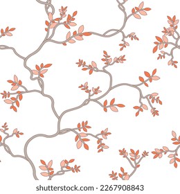 seamless pattern of branches and leaves