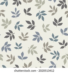 Seamless Pattern With Branches And Leaves. Abstract Coloful Autumn Winter Leaf Pattern.