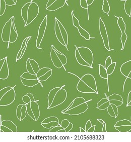 Seamless pattern with branches and leaves. Backgrounds and wallpapers for invitations, cards, fabrics, packaging, textiles, posters. Vector illustration.