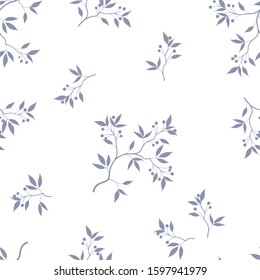 
seamless pattern of branches of leaves and berries