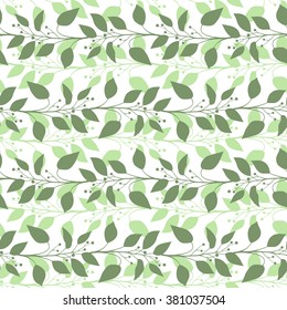 Seamless pattern branches and leaves of Camphor laurel. Floral background. Vector 