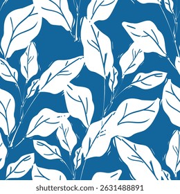 Nahtlose Muster Zweige mit Blättern. Design Schöner Druck mit Blättern für Textil-Vektor.