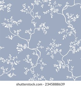 seamless pattern of branches of leaves and flowers