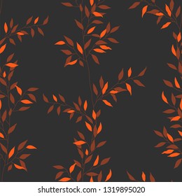 
seamless pattern of branches and leaves in the form of vertical stripes