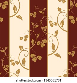 seamless pattern of branches and leaves in the form of vertical stripes