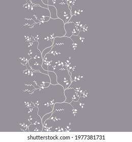 seamless pattern of branches and leaves in the form of a vertical stripe