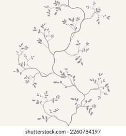 seamless pattern of branches and leaves in the form of a vertical stripe