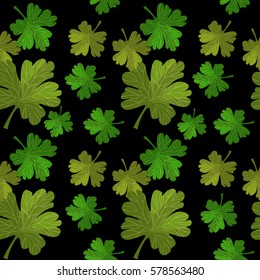seamless pattern of branches with leaves gooseberry on black  vector illustration