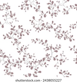 seamless pattern of branches and leaves on a white background