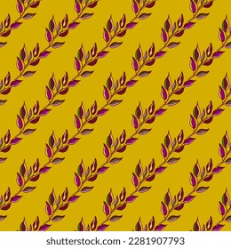 Ramas sin foco con hojas. Fondo orgánico. Papel de paredes interminables con hojas de bosque decorativas. Diseño para tela, impresión textil, envoltura, cubierta. Ilustración vectorial.