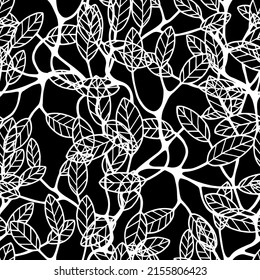 Seamless pattern of branches with leaves. Vector stock illustration eps10.