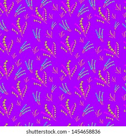 Seamless pattern of branches   in neon colors, for wrapping paper, wallpaper, fabric pattern, backdrop, print, gift wrap, cover of notebook, envelope